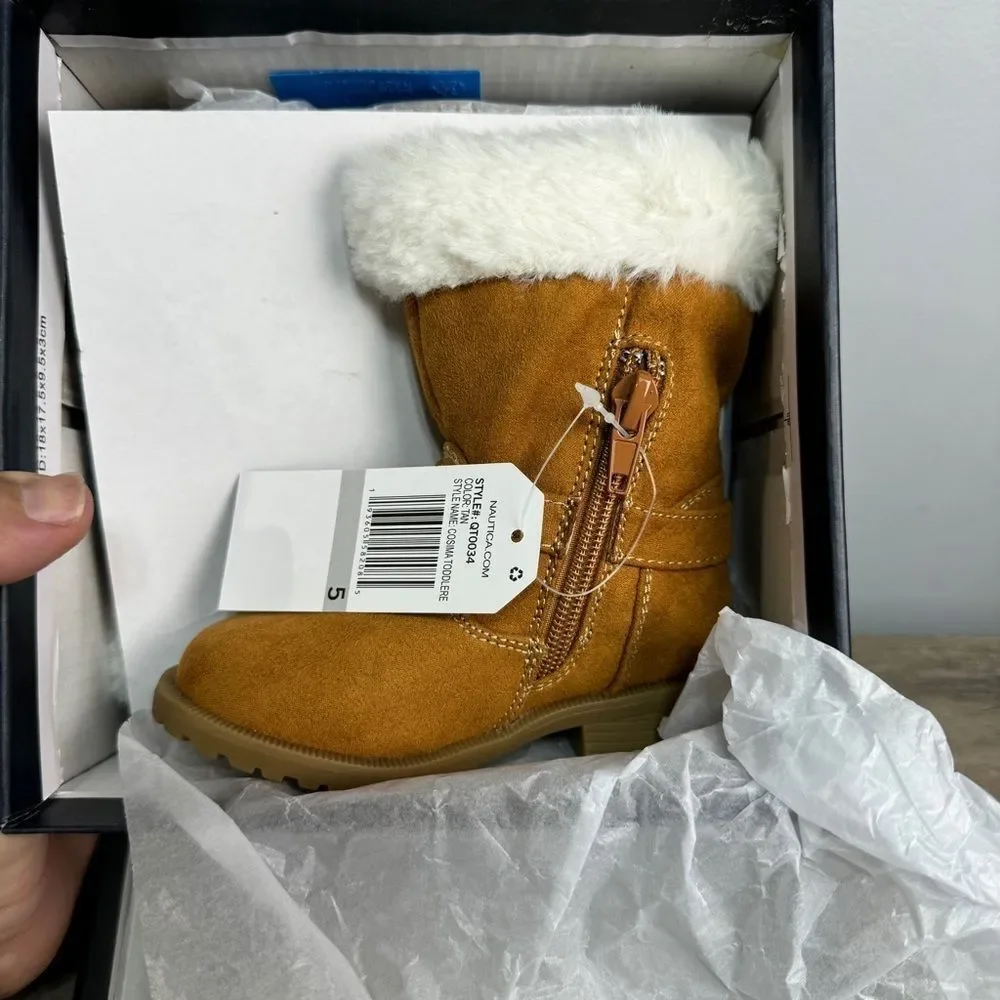NAUTICA Girls Warm Boots-Cold Weather Fashion With Sherpa Fur Size 5 # CT